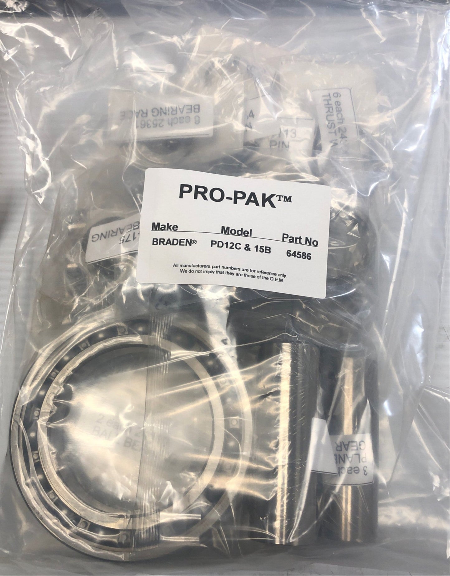BRADEN® Model PD12C and PD15B Bearing Kit Number 64586