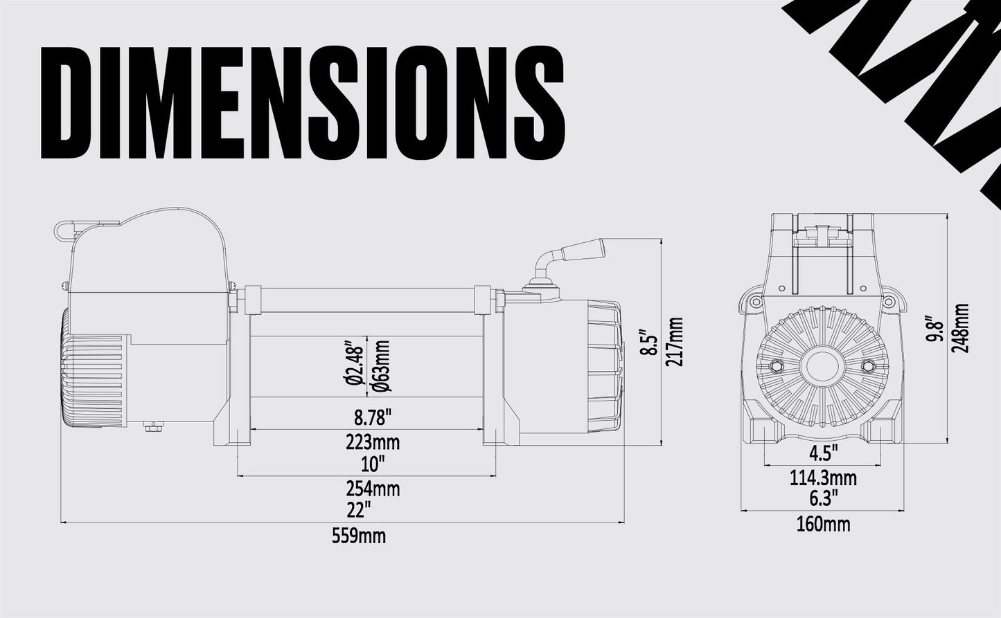 Samurai 8,000lb 12v Electric Winch - Steel Rope