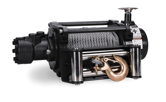 NH 10,000lb Industrial Hydraulic Winch - Steel Rope