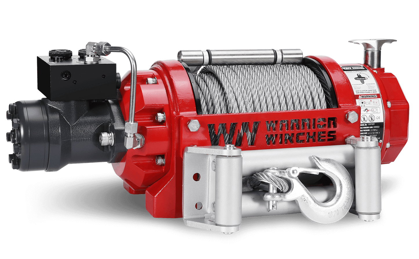 RV10 10,000lb (4.5 Ton) Industrial Hydraulic Winch - Steel Rope
