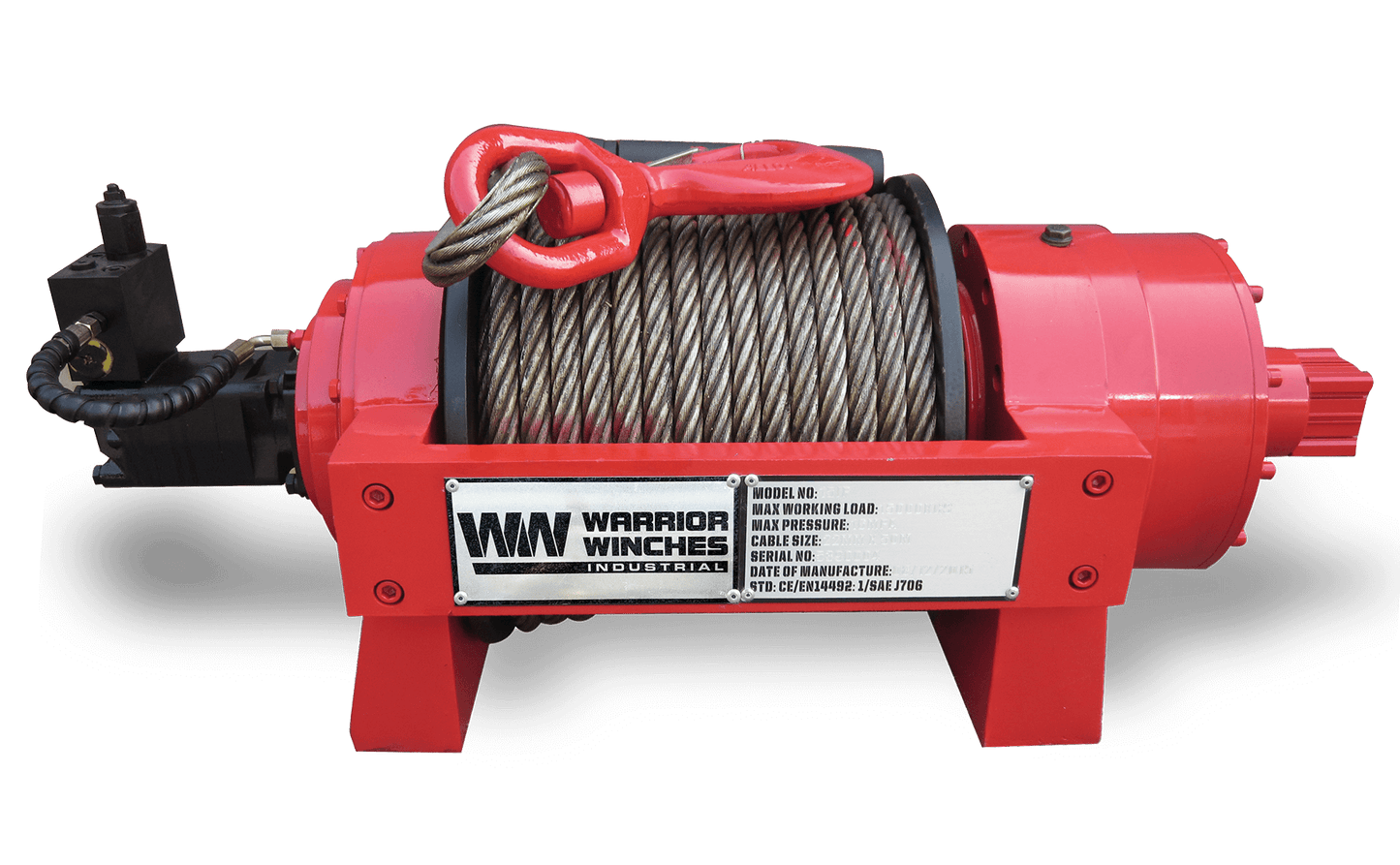 JP13 29,000lb (13 Ton) Industrial Hydraulic Winch - Steel Rope