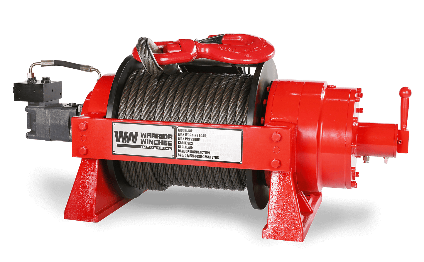 JR13 29,700lb (13.5 Ton) Industrial Hydraulic Winch - Steel Rope