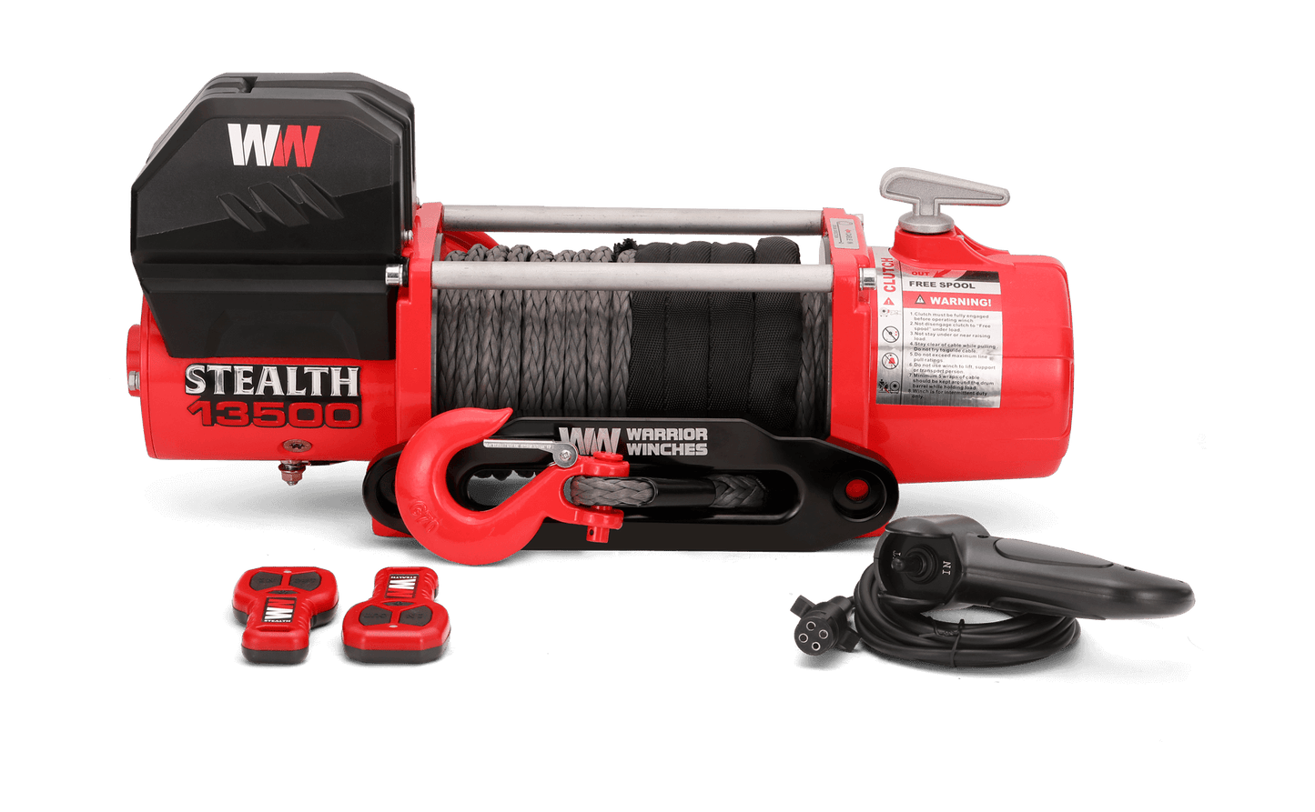 Stealth 13,500lb 12v Electric Winch - Synthetic Rope