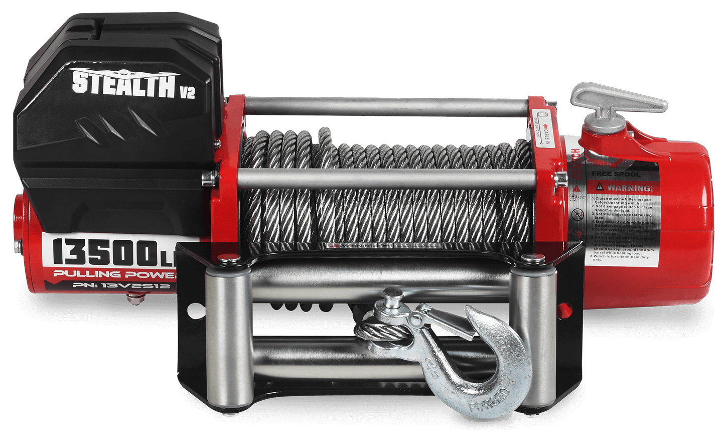 Stealth 13,500lb 12v Electric Winch - Steel Rope
