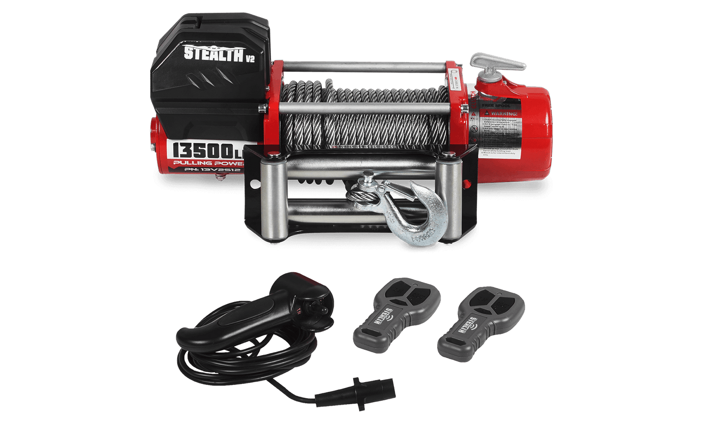 Stealth 13,500lb 12v Electric Winch - Steel Rope