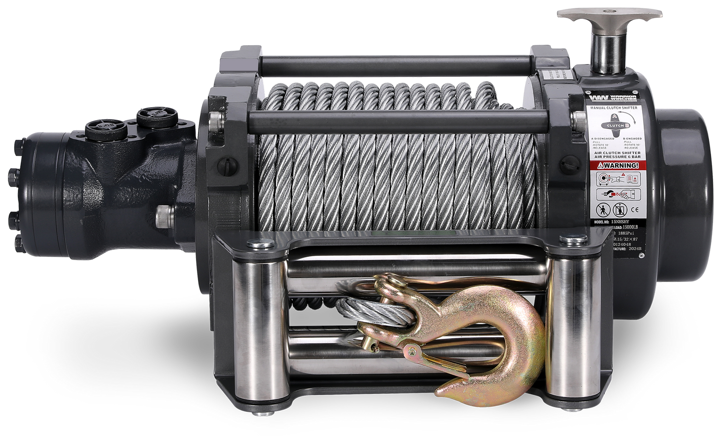 NH 15,000lb Industrial Hydraulic Winch - Steel Rope