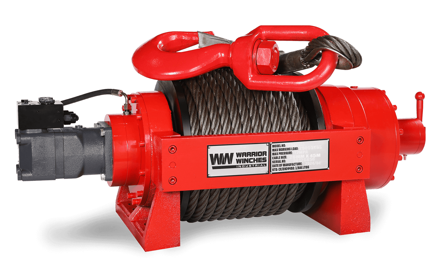 JR20 44,000lb (20 Ton) Industrial Hydraulic Winch - Steel Rope